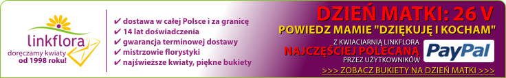 Wyślij kwiaty na Dzień Matki z www.linkflora.pl, kwiaciarnią najczęściej polecaną przez użytkowników PayPayl.com!